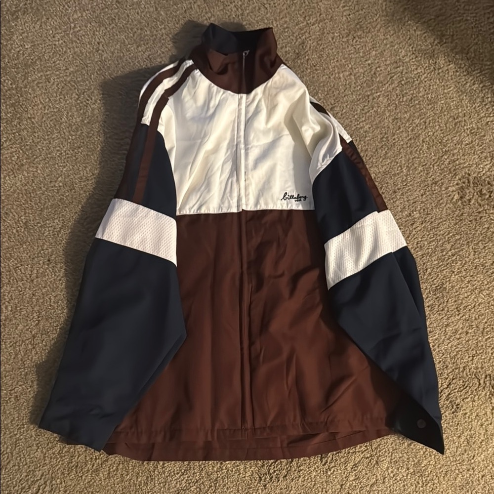 Billabong Brown and White Bomber Jacket with Sporty Color Block Design